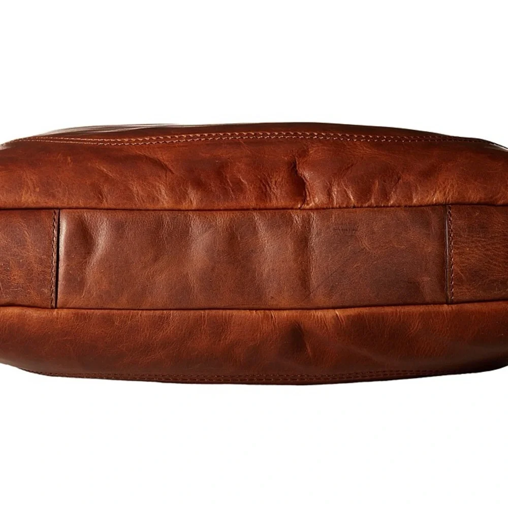 NWOT Frye Logan Slim Leather Briefcase - cognac